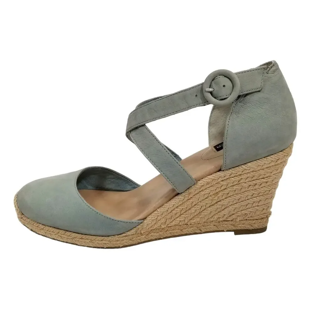 Adam Tucker  Bria8 Nubuck Wedge Heel Espadrilles Blue Size 9